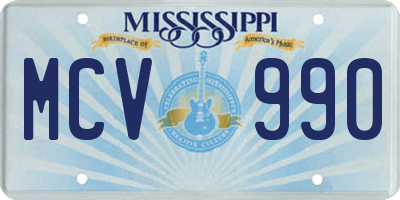 MS license plate MCV990