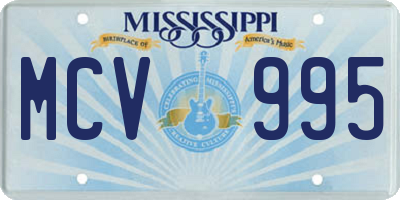 MS license plate MCV995
