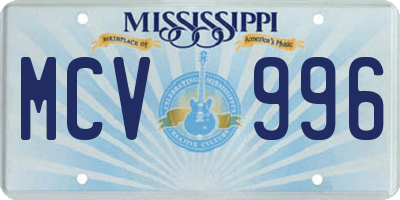 MS license plate MCV996