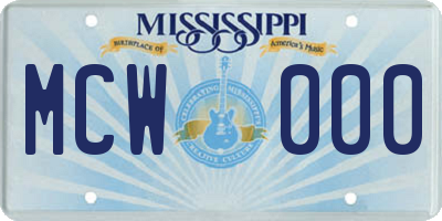 MS license plate MCW000