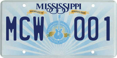 MS license plate MCW001