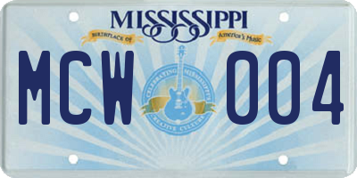 MS license plate MCW004