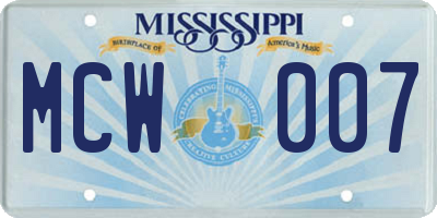 MS license plate MCW007