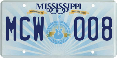 MS license plate MCW008