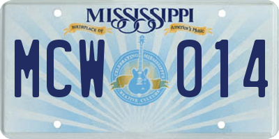 MS license plate MCW014