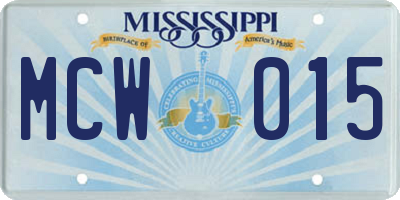 MS license plate MCW015