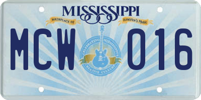 MS license plate MCW016