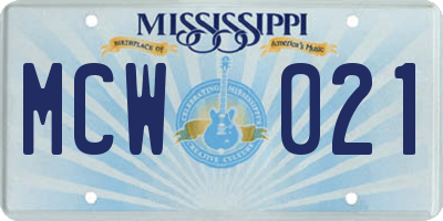 MS license plate MCW021