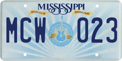 MS license plate MCW023