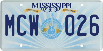 MS license plate MCW026