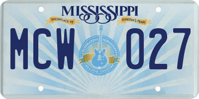 MS license plate MCW027
