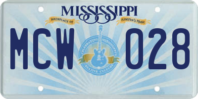 MS license plate MCW028