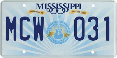 MS license plate MCW031