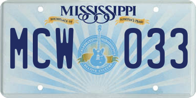 MS license plate MCW033