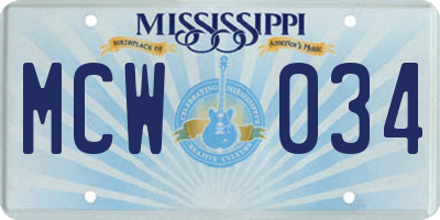 MS license plate MCW034