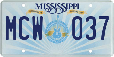 MS license plate MCW037