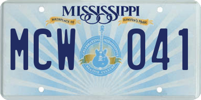 MS license plate MCW041