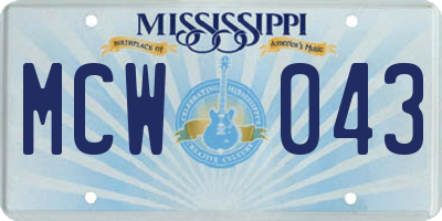 MS license plate MCW043