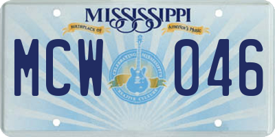 MS license plate MCW046
