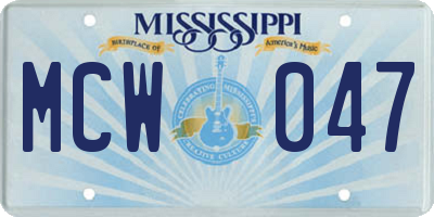 MS license plate MCW047
