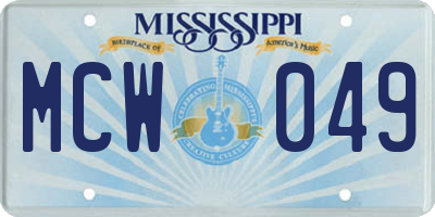 MS license plate MCW049