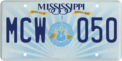 MS license plate MCW050