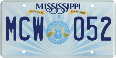 MS license plate MCW052