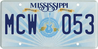 MS license plate MCW053