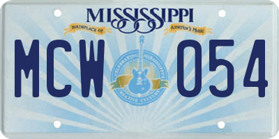 MS license plate MCW054