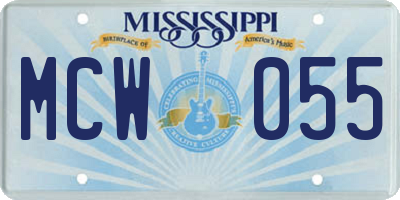 MS license plate MCW055