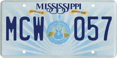 MS license plate MCW057