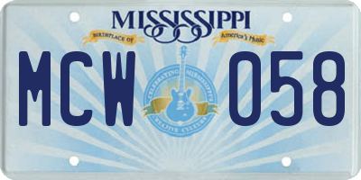 MS license plate MCW058