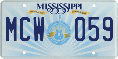 MS license plate MCW059
