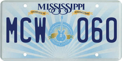 MS license plate MCW060