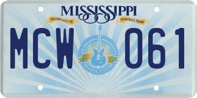 MS license plate MCW061