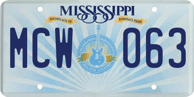 MS license plate MCW063