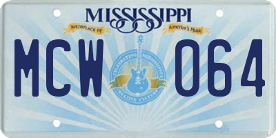 MS license plate MCW064