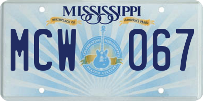 MS license plate MCW067