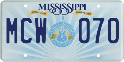 MS license plate MCW070