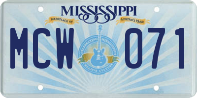 MS license plate MCW071
