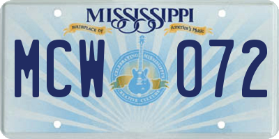 MS license plate MCW072