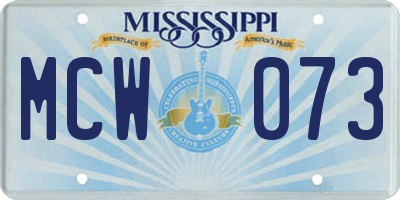 MS license plate MCW073