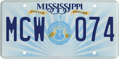 MS license plate MCW074