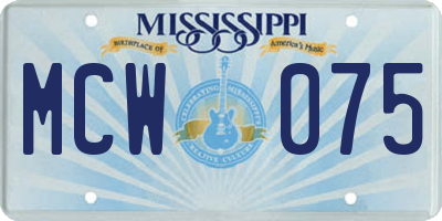 MS license plate MCW075
