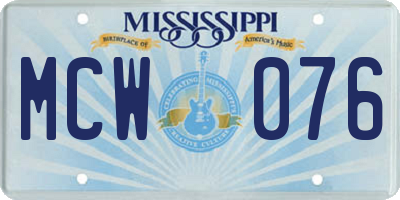 MS license plate MCW076