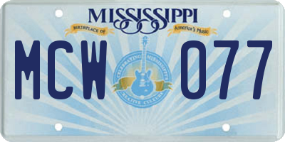 MS license plate MCW077