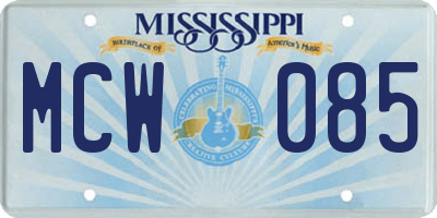 MS license plate MCW085