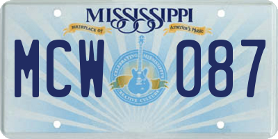 MS license plate MCW087