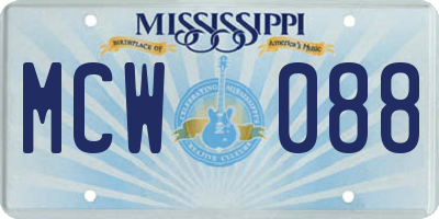 MS license plate MCW088