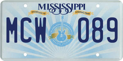 MS license plate MCW089
